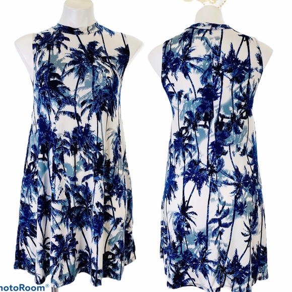Elon Dresses & Skirts - ELAB Lightweight Beach Palm Trees Sleeveless Pockets Tunic Dress Size Small